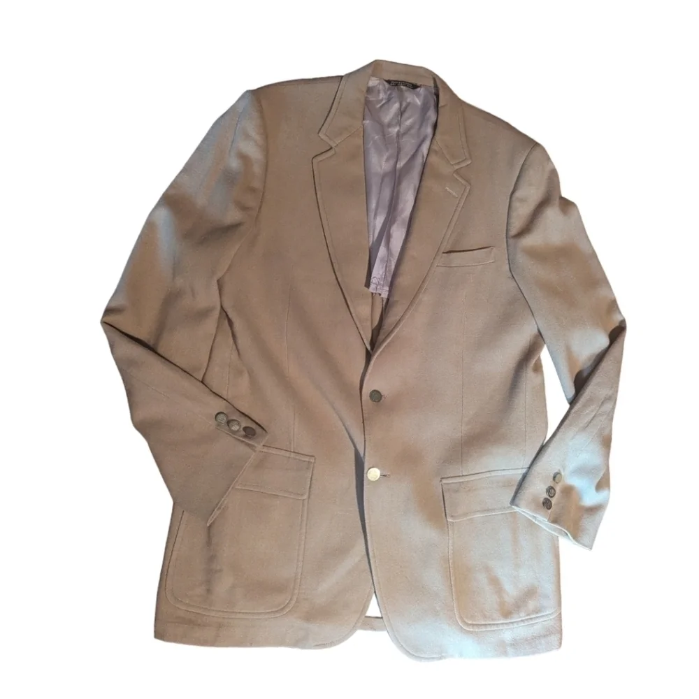 Vintage 100% wool classic academia tan neutral sport coat sz 46L